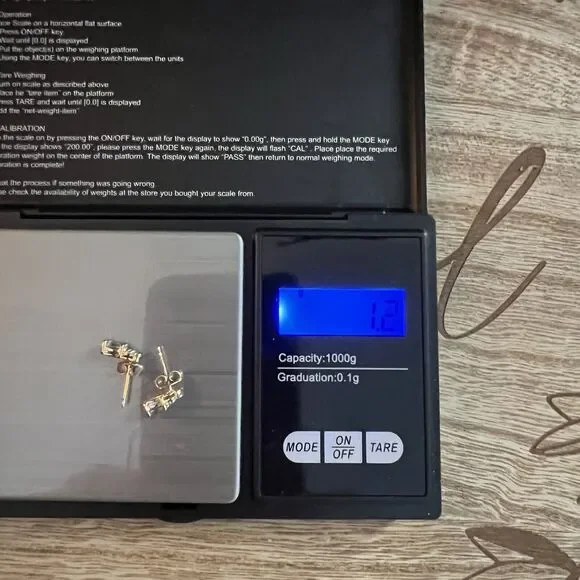 925 Sterling Silver Gold Vermeil Blue Topaz & Diamond Stud Post Earrings 1.2g - Picture 12 of 12